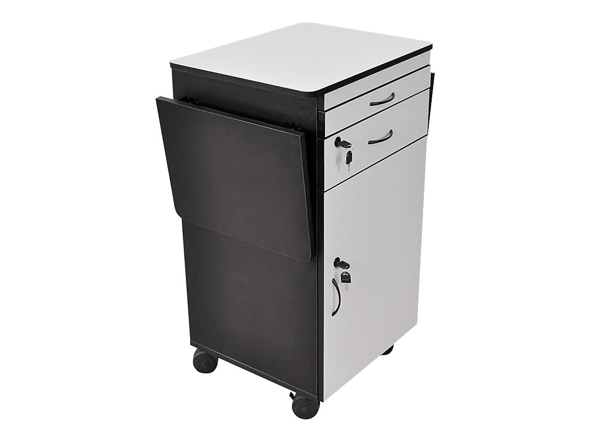 Luxor 4-Shelf Wood Mobile File Cart with Lockable Wheels, Black/Gray (WPSDD3)