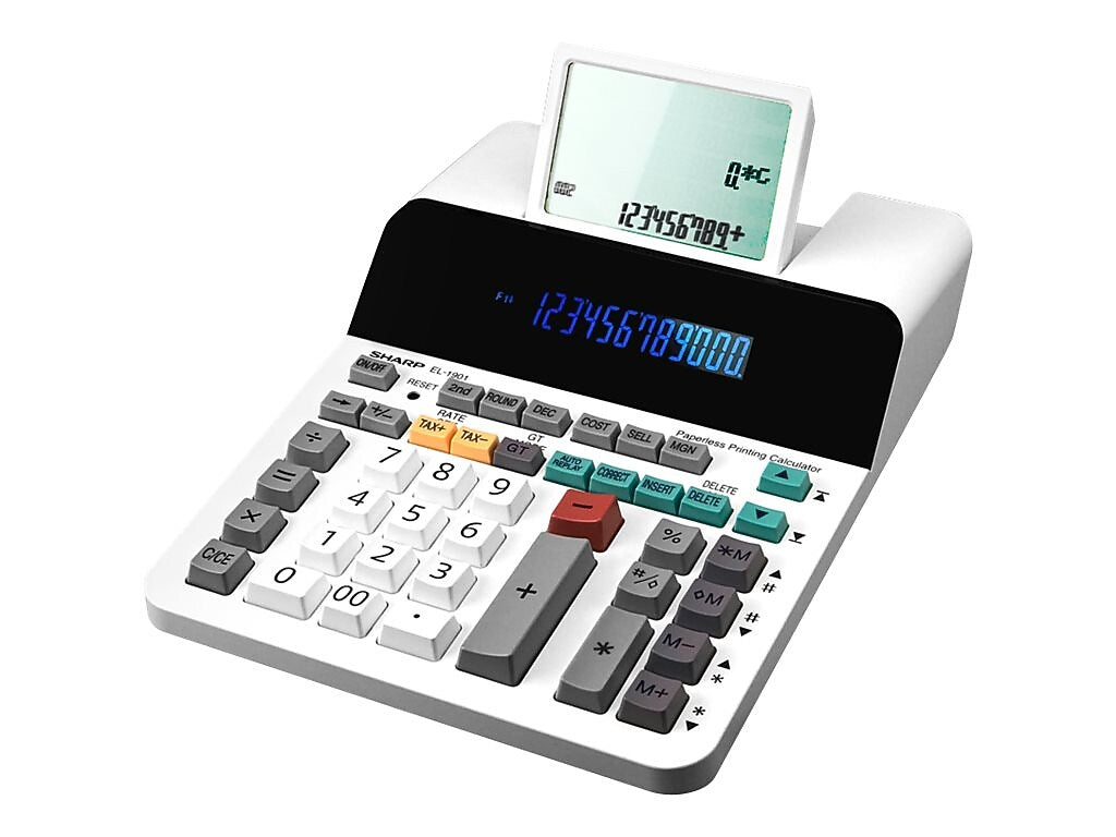 Sharp Paperless (EL-1901) 12-Digit Desktop Calculator, White
