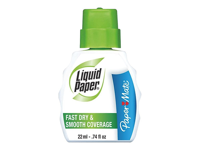 Paper Mate Liquid Paper Correction Fluid, 22ml., White, 12/Pack (56401)