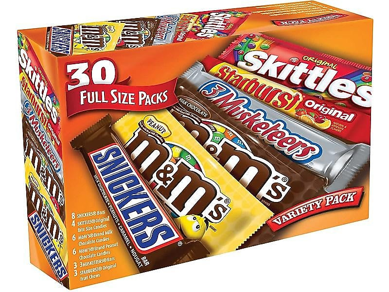 Mars Variety Pack M&M'S, SNICKERS, TWIX & 3 MUSKETEERS Milk Chocolate Pieces, 48 oz., 30 (220-00084)