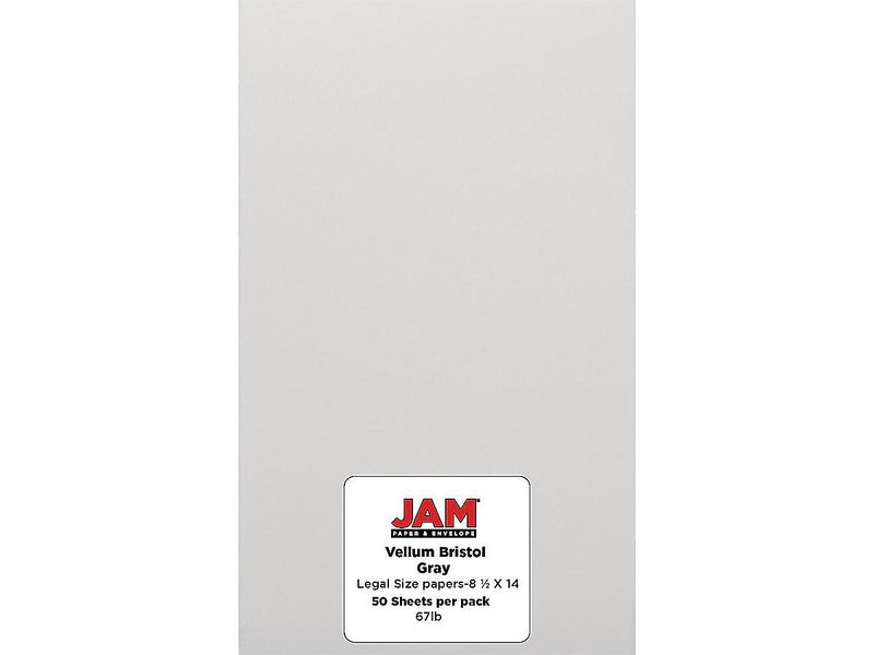 JAM Paper Vellum Bristol 67 lb. Cardstock Paper, 8.5" x 14", Gray Vellum Bristol, 50 Sheets/Pack (16928442)
