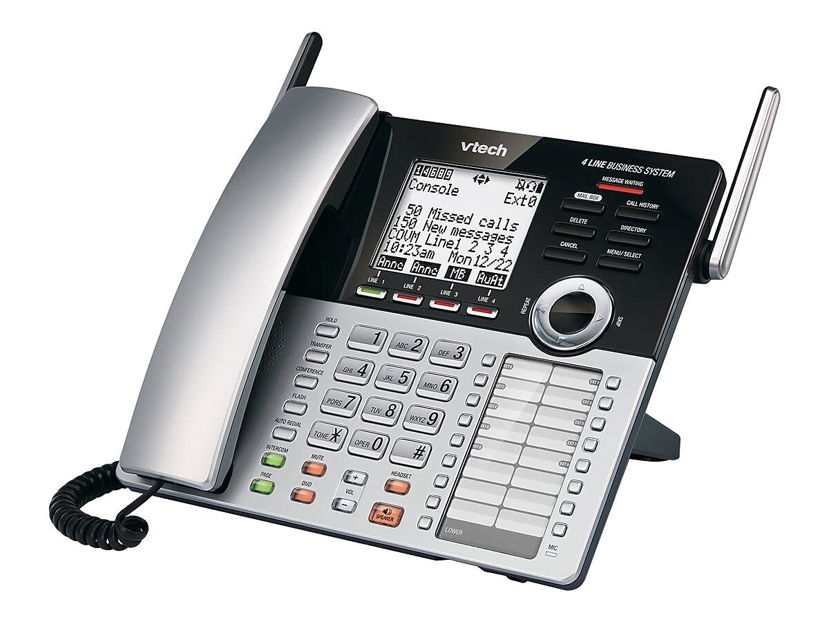 VTech Small Business System 4-Line Phone with Digital Answering, Silver/Black (CM18445)