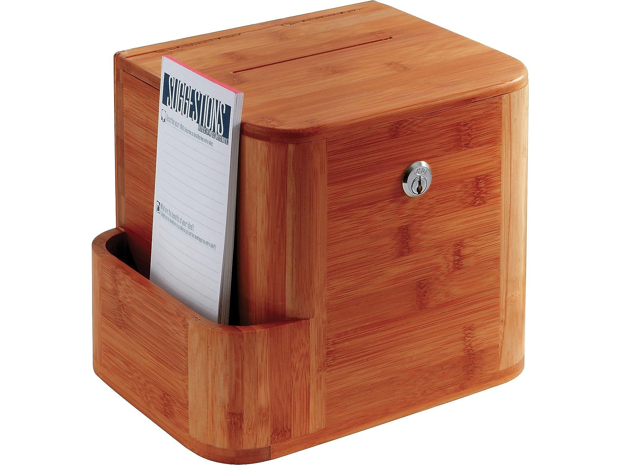Safco Bamboo Locking Wood Suggestion Box, Cherry (4237CY)