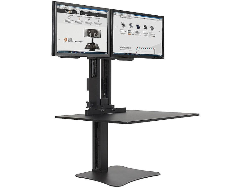 Victor Technology High Rise™ Manual Dual Monitor Standing Desk, 28" W, Laminate Wood (DC350)
