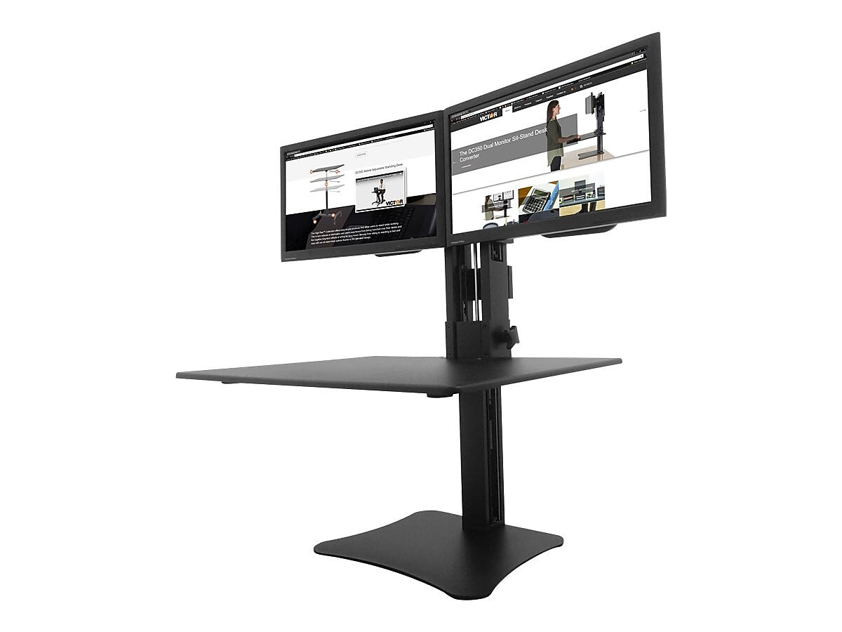 Victor Technology High Rise™ Manual Dual Monitor Standing Desk, 28" W, Laminate Wood (DC350)