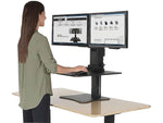 Victor Technology High Rise™ Manual Dual Monitor Standing Desk, 28" W, Laminate Wood (DC350)