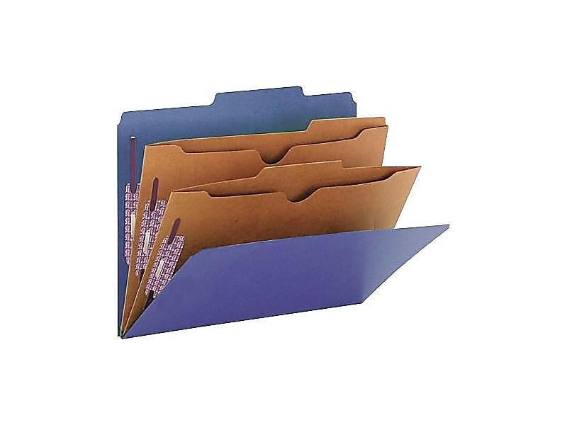 Smead Pressboard Classification Folders, Letter Size, 2 Dividers, Dark Blue, 10/Box (14077)