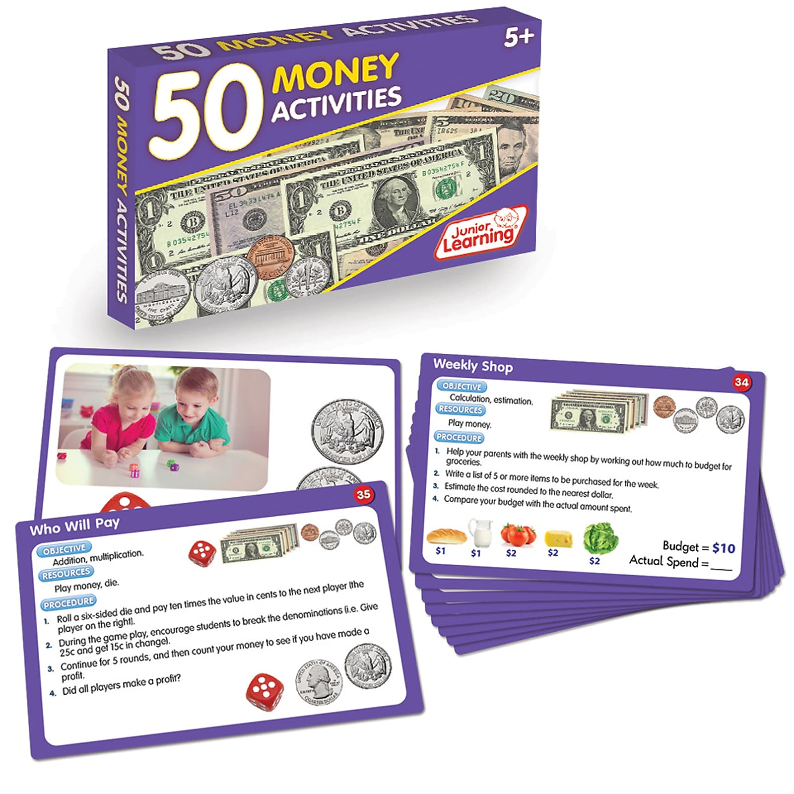 Junior Learning 50 Money Activities, Grades 1-5 (JRL336)