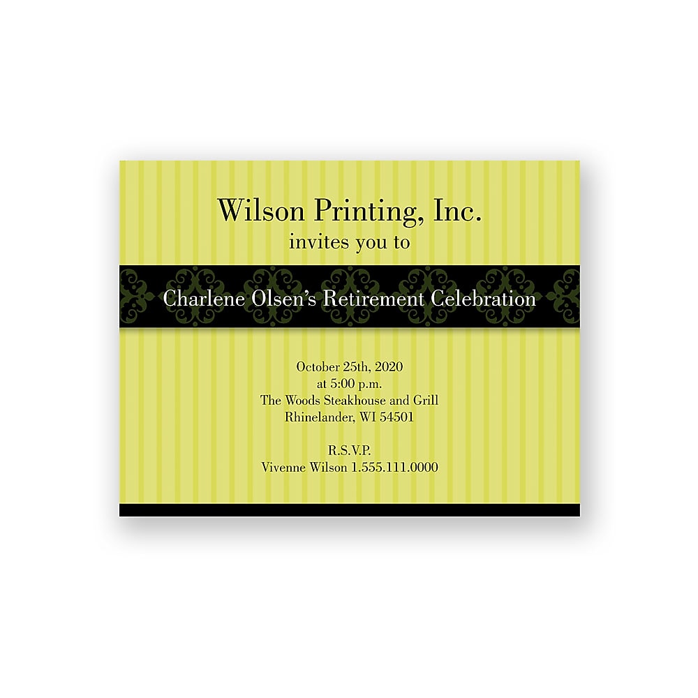 Note Card Invitation 5-1/2 Bar, Flat Card,  4/0, Includes Blank Envelopes, Qty 100