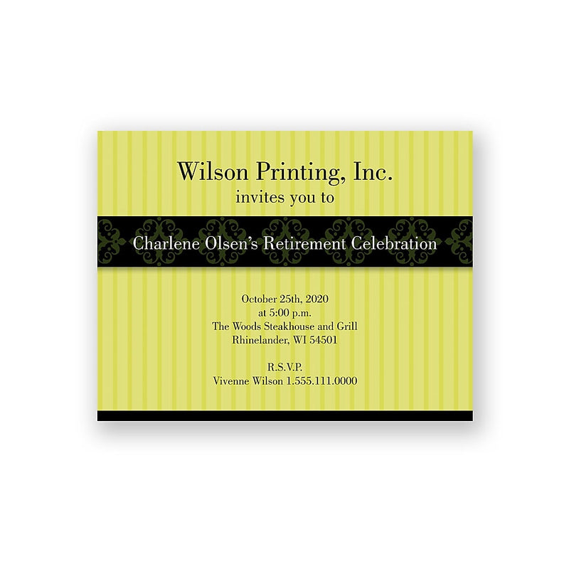 Note Card Invitation 5-1/2 Bar, Flat Card,  4/0, Includes Blank Envelopes, Qty 100