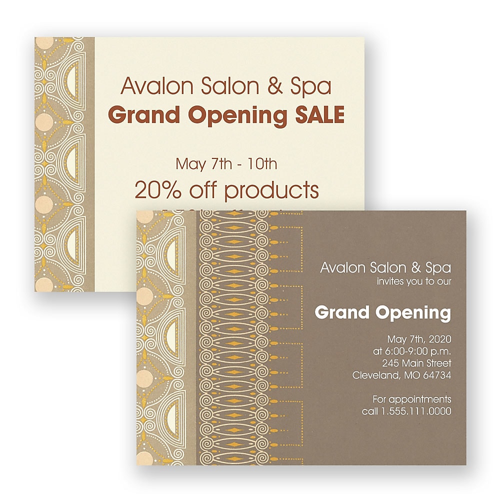 Note Card Invitation 5-1/2 Bar, Flat Card,  4/4, Includes Blank Envelopes, Qty 100