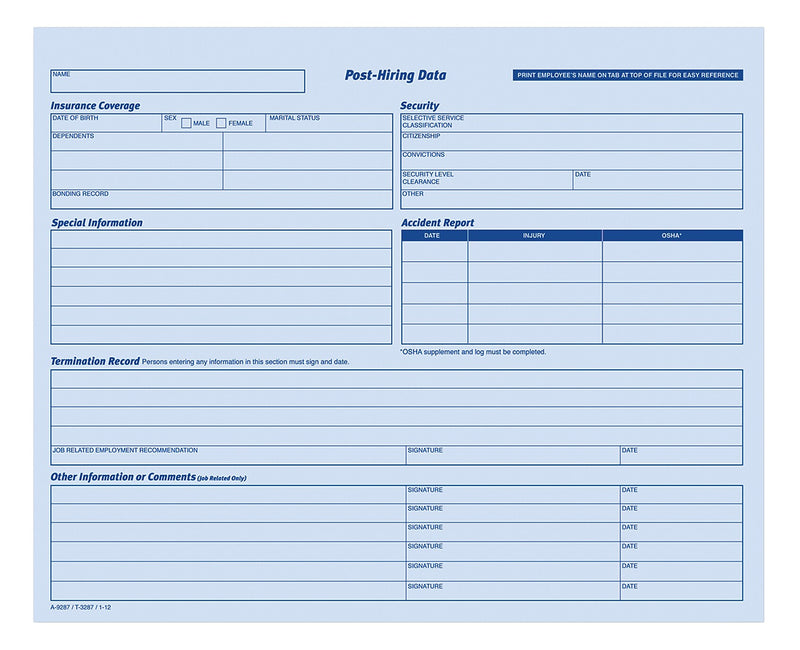 Adams 1 Part Employee Personal Files, 20/Pack (9287ABF)