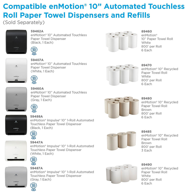 enmotion Hardwound Paper Towels, 1-ply, 800 ft./Roll, 6 Rolls/Carton (89460)