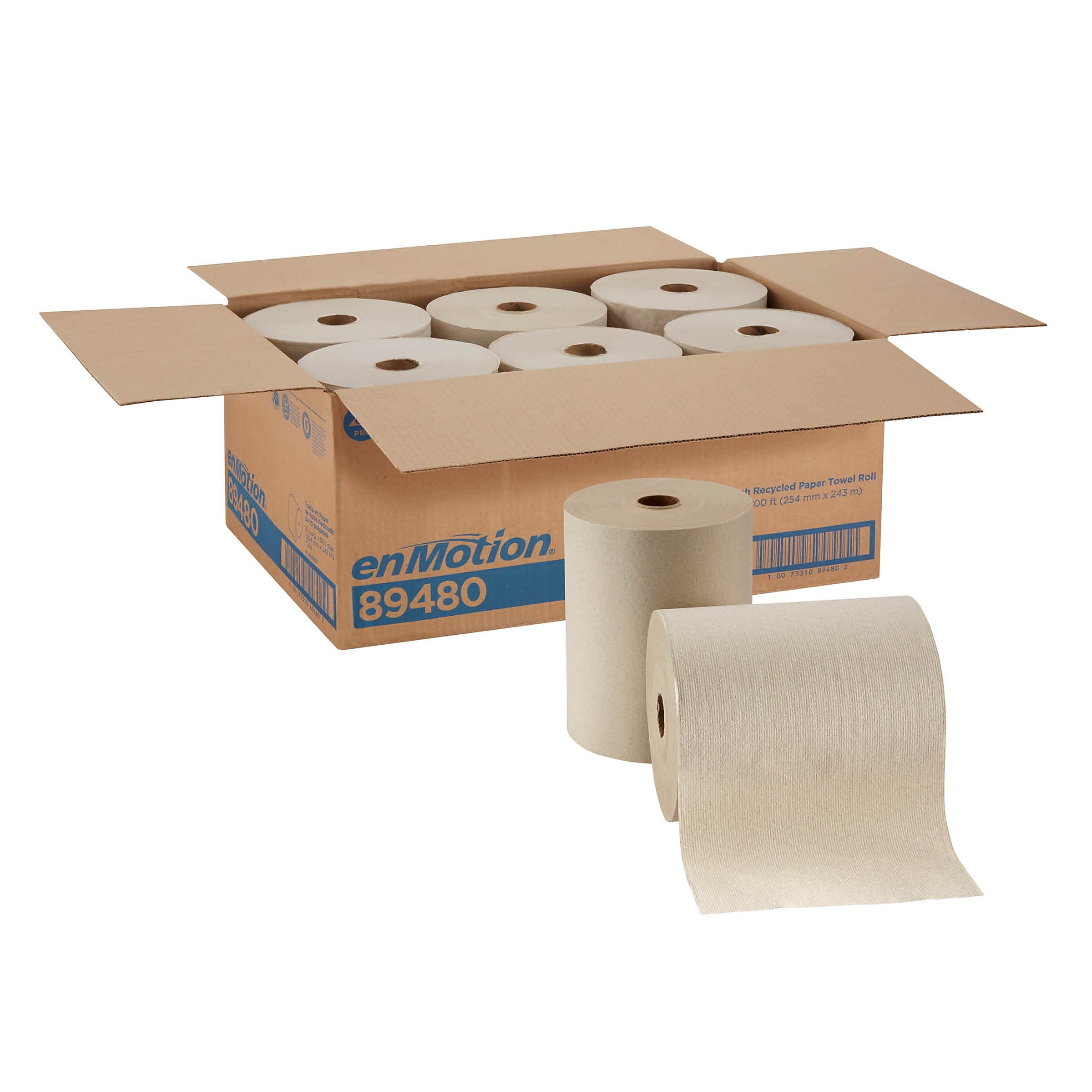 enmotion Recycled Hardwound Paper Towels, 1-ply, 800 ft./Roll, 6 Rolls/Carton (89480)