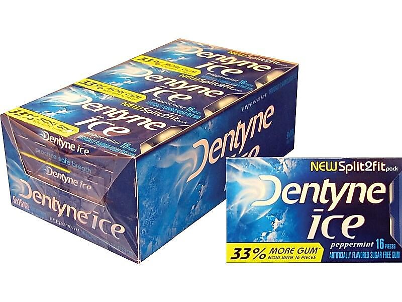 Dentyne Ice Sugar Free Peppermint Gum, 16 Pieces/Pack, 9 Packs/Box (VAM05111)