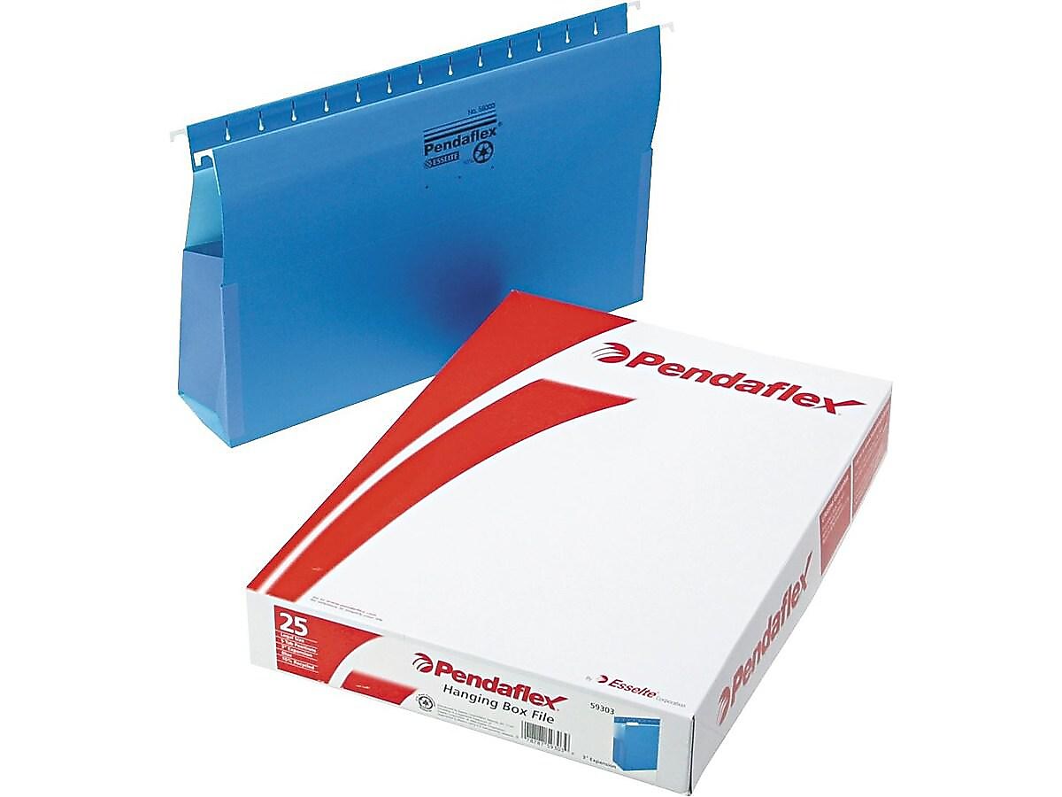 Pendaflex SureHook Reinforced Hanging File Folders with Box Bottom, 1/5-Cut Tab, Legal Size, Blue, 25/Box (PFX 59303)