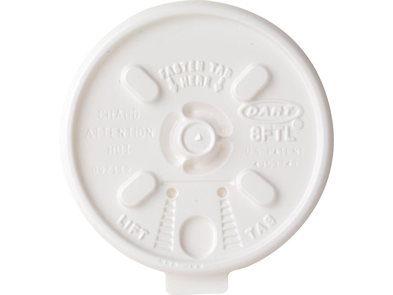 Dart Lift n' Lock Lids, White, 1000/Carton (8FTL)