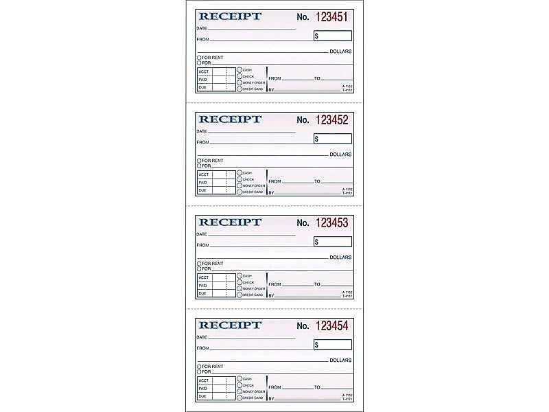 Adams 2-Part Carbonless Receipts, 2.75"L x 4.75"W, 200 Sets/Book (DC1152)
