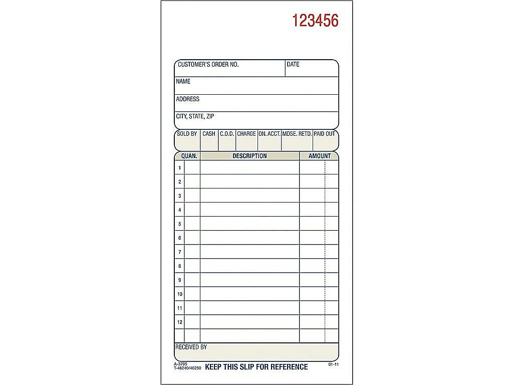 Adams 2-Part Carbonless Sales Orders, 7.19"L x 3.34"W, 50 Sets/Book (DC3705)