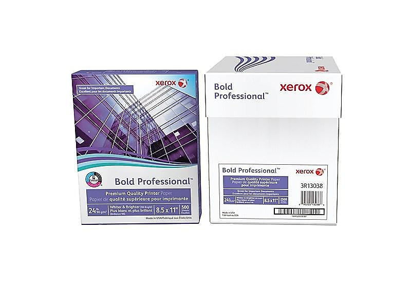 Xerox Bold Professional 8.5" x 11" Bond Paper, 24 lbs., 98 Brightness, 500 Sheets/Ream, 5 Reams/Carton (3R13038)