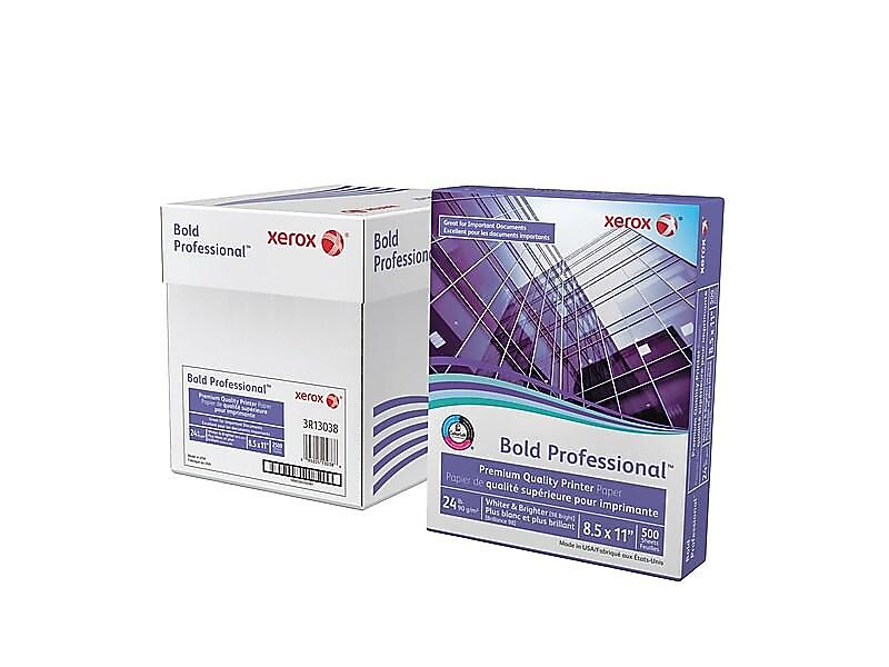 Xerox Bold Professional 8.5" x 11" Bond Paper, 24 lbs., 98 Brightness, 500 Sheets/Ream, 5 Reams/Carton (3R13038)