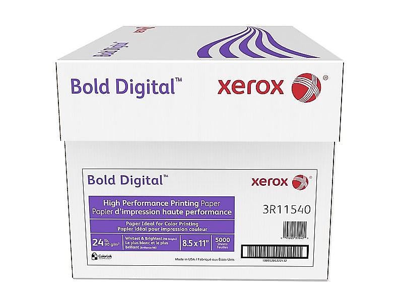 Xerox Bold Digital 8.5" x 11" Paper, 24 lbs., 98 Brightness, 500 Sheets/Ream, 10 Reams/Carton (3R11540)