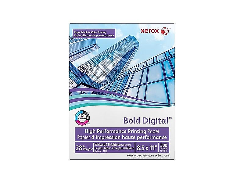 Xerox Bold Digital Bond Paper, 28 lbs., 8.5" x 11", 100 Brightness, 500 Sheets/Ream (3R11760)