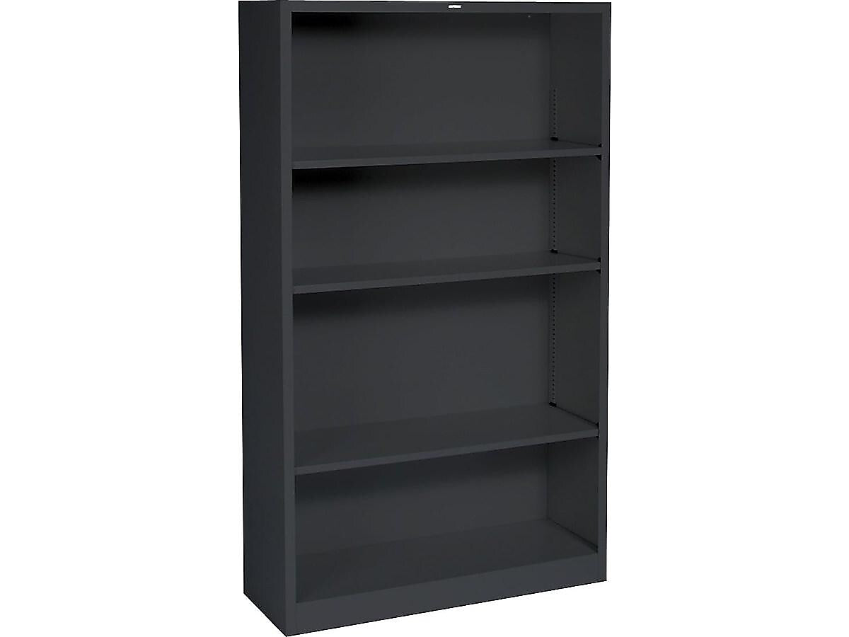 HON Brigade 4-Shelf 59"H Bookcase, Black Steel (HS60ABCP)