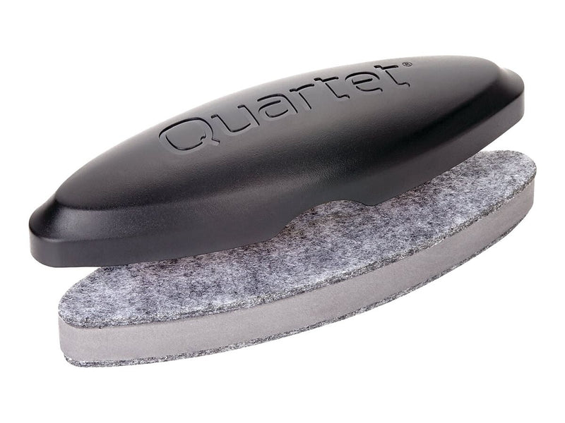 Quartet Magnetic 2-in-1 Eraser, 6 1/2" x 2" x 1 3/8", Black, 2" W x 6.50" L, Comfortable Grip, Black, Felt, Foam, 1/Each