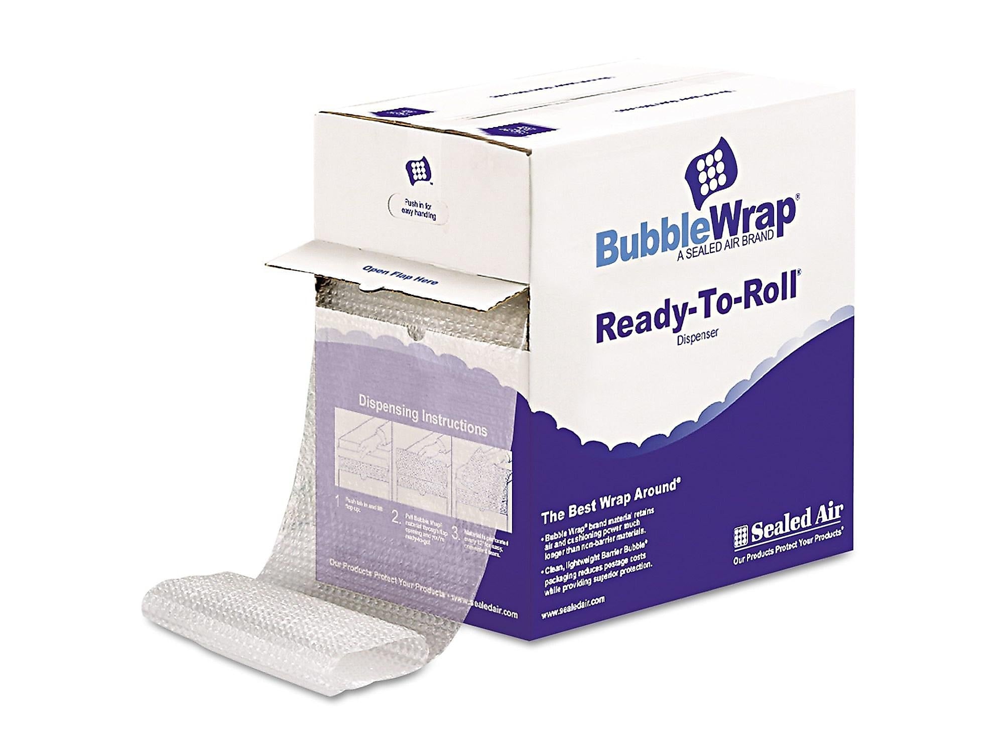 Sealed Air Bubble Wrap 1/2" Ready-to-Roll Despenser Packs, 12" x 65', Clear (SEL90065)