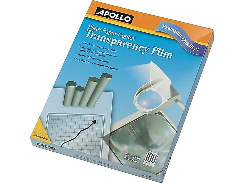 Apollo Transparency Film with Removable Sensing Stripe, 8.5" x 11", 100/Box (PP201C)