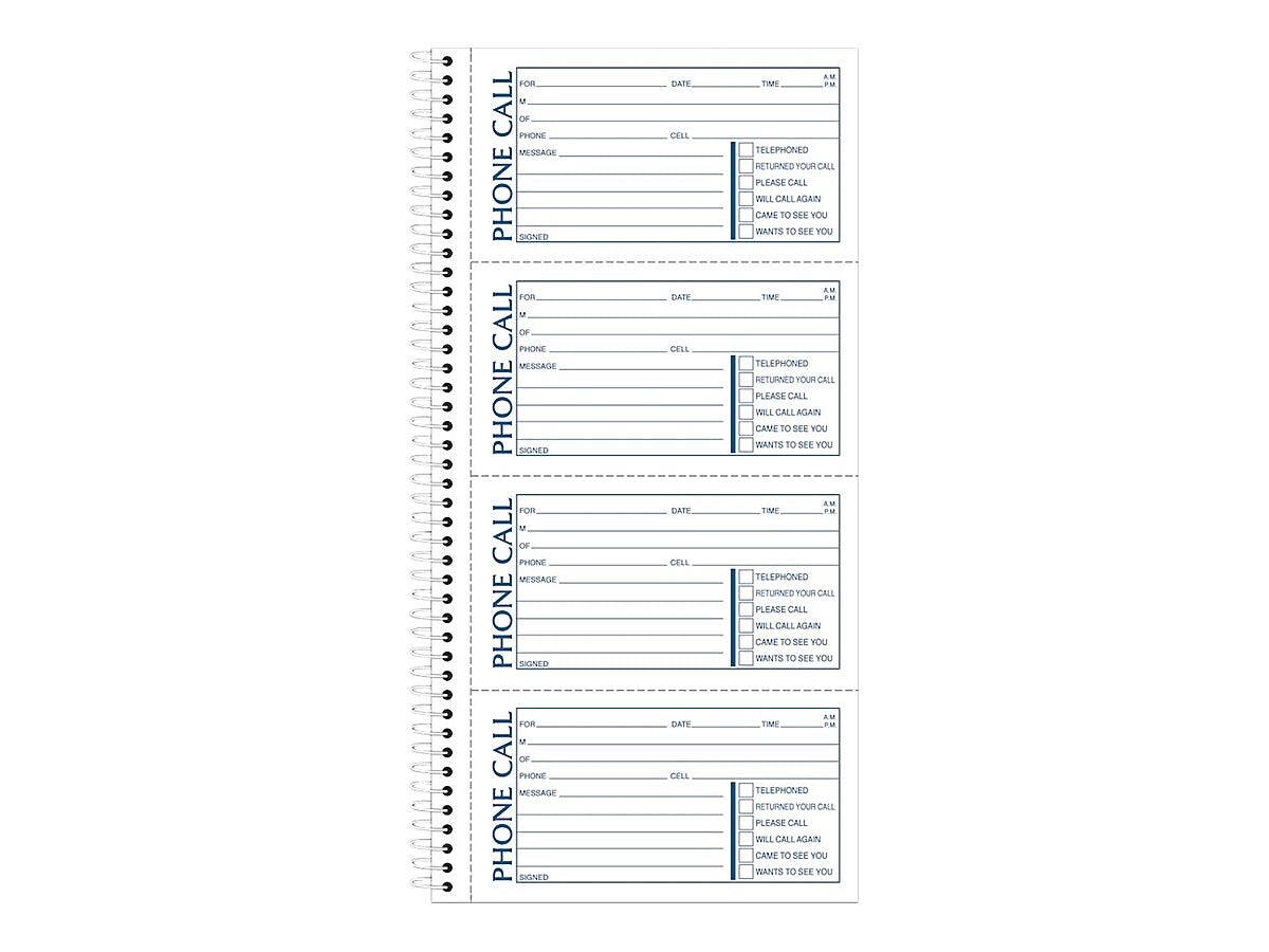Adams Phone Message Pad, 5.5" x 11", Ruled, White/Canary, 100 Sheets/Pad (SC1154D)