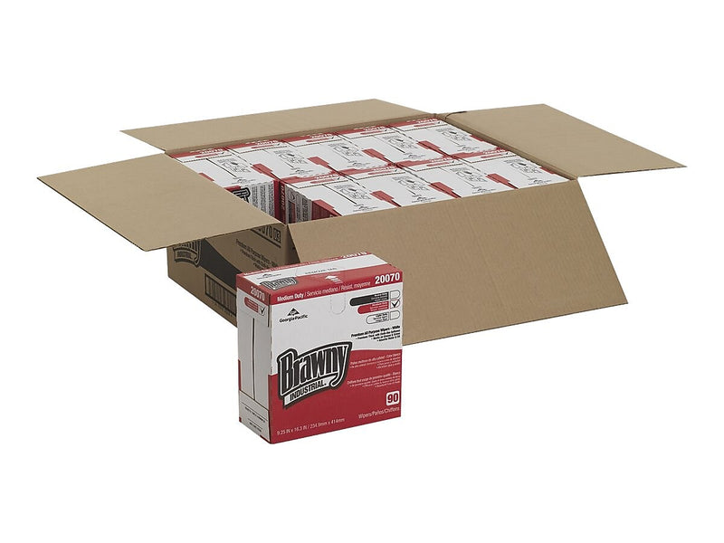 Brawny Professional D400 Cellulose Cleaning Wipers, 16.3" x 9.25", White, 90 Wipers/Box, 10/Carton (GPC2007003CT)