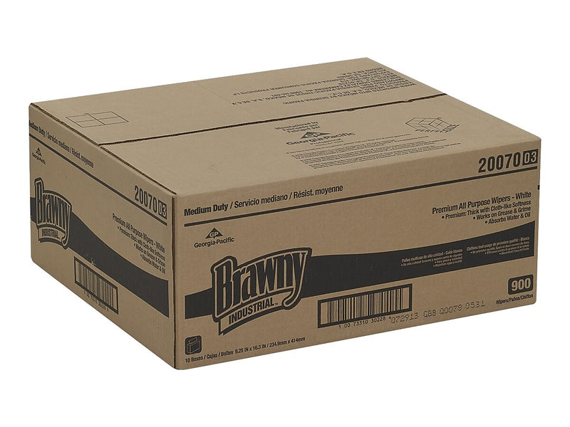 Brawny Professional D400 Cellulose Cleaning Wipers, 16.3" x 9.25", White, 90 Wipers/Box, 10/Carton (GPC2007003CT)
