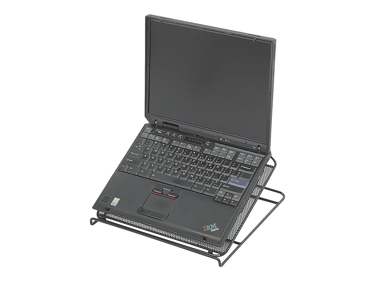 Safco Onyx 12.25" x 12.25" Steel Mesh Adjustable Laptop Stand, Black (2161BL)