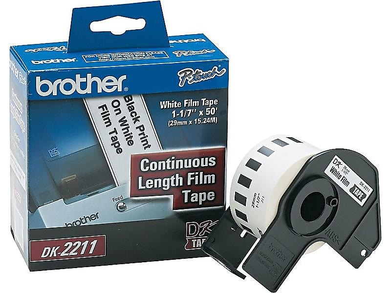 Brother DK-2211 Medium Width Continuous Film Labels, 1-1/10" x 50', Black on White (DK-2211)