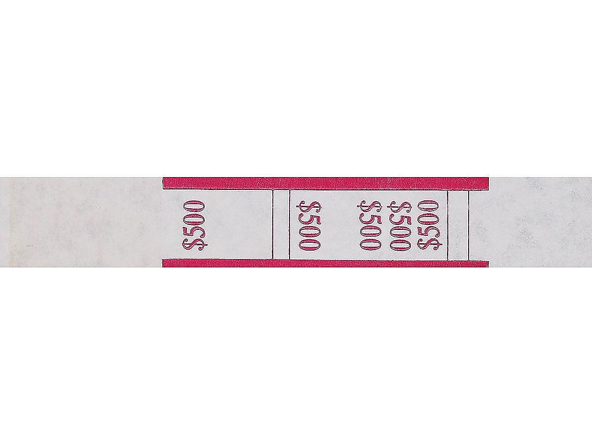 Pap-R Products Currency Straps, White with Red Print 1000/Pack (400500)