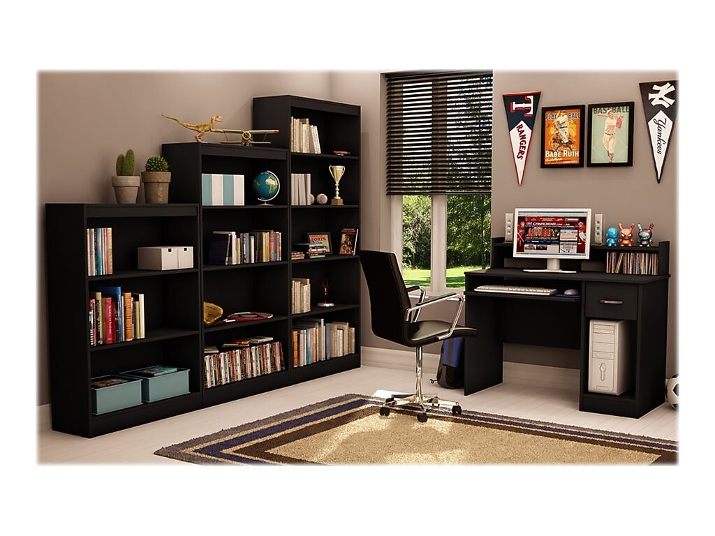 South Shore Axess 4-Shelf Bookcase, Pure Black (7270767)