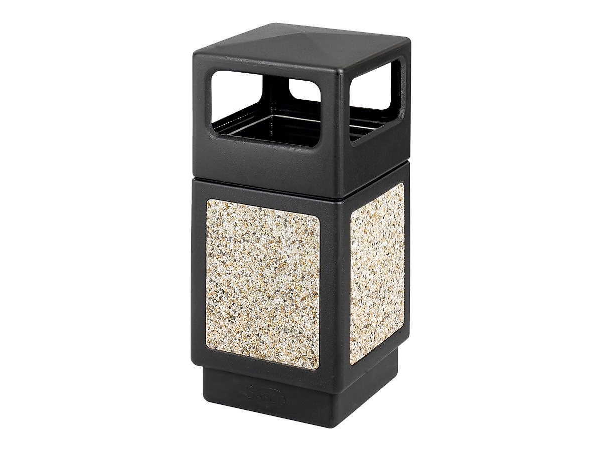 Safco Canmeleon Indoor, Outdoor Trash Can w/Lid, Black HDPE, 38 Gal. (9472NC)