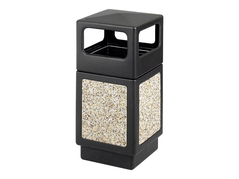 Safco Canmeleon Indoor, Outdoor Trash Can w/Lid, Black HDPE, 38 Gal. (9472NC)