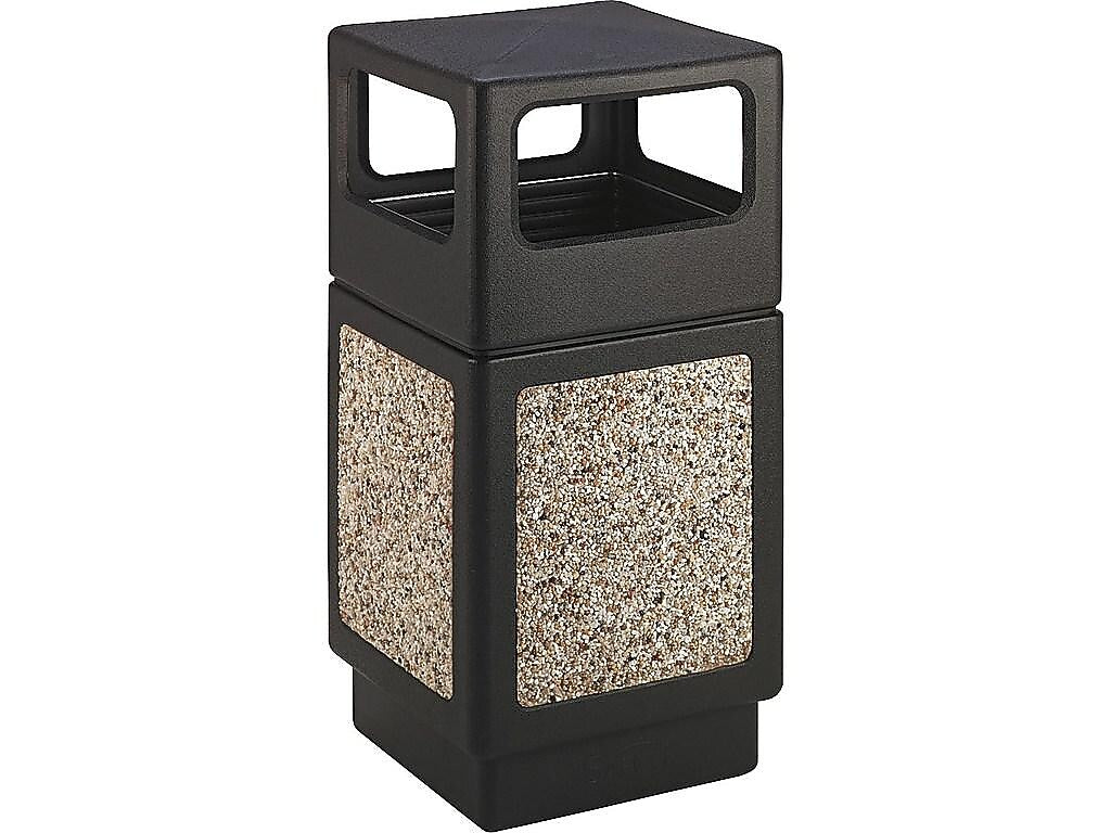 Safco Canmeleon Indoor, Outdoor Trash Can w/Lid, Black HDPE, 38 Gal. (9472NC)