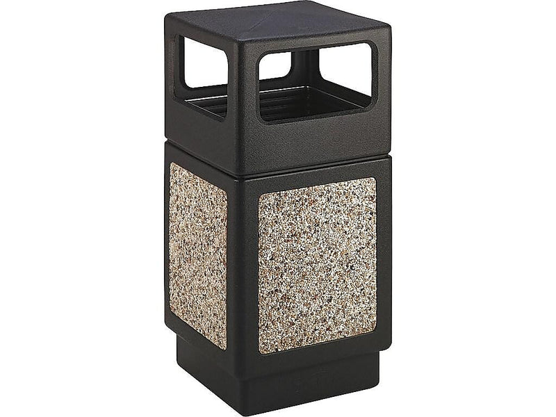 Safco Canmeleon Indoor, Outdoor Trash Can w/Lid, Black HDPE, 38 Gal. (9472NC)