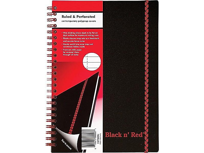 Black N' Red 1-Subject Professional Notebooks, 5.875" x 8.25", Wide Ruled, 70 Sheets, Black (JDK-C67009)