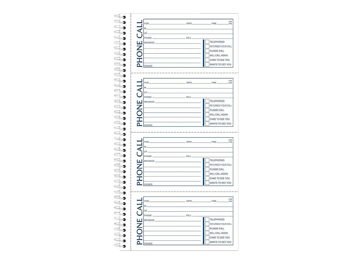 Adams Phone Message Pad, 5.5" x 11", Ruled, White, 100 Sheets/Pad (SC1154R)