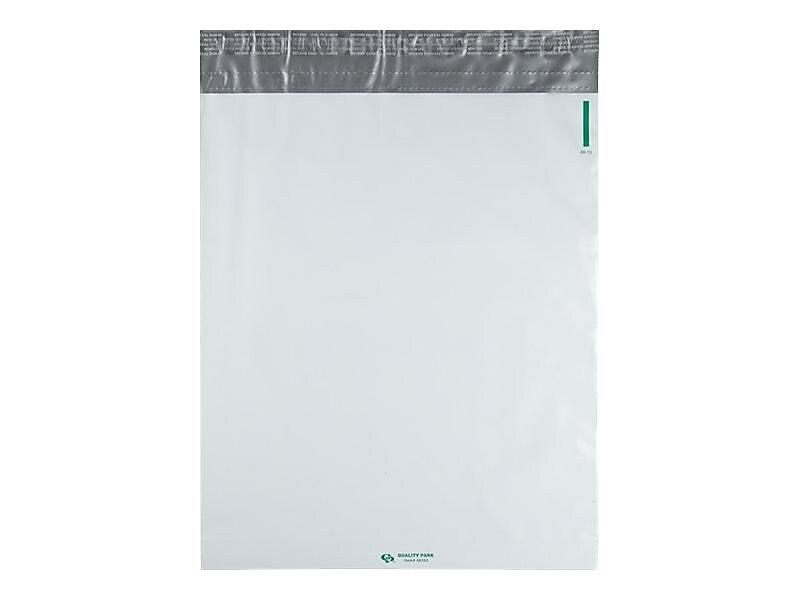Quality Park Redi-Strip Expansion Poly Mailers, 13" x 16", White, 100/Box (QUA46393)