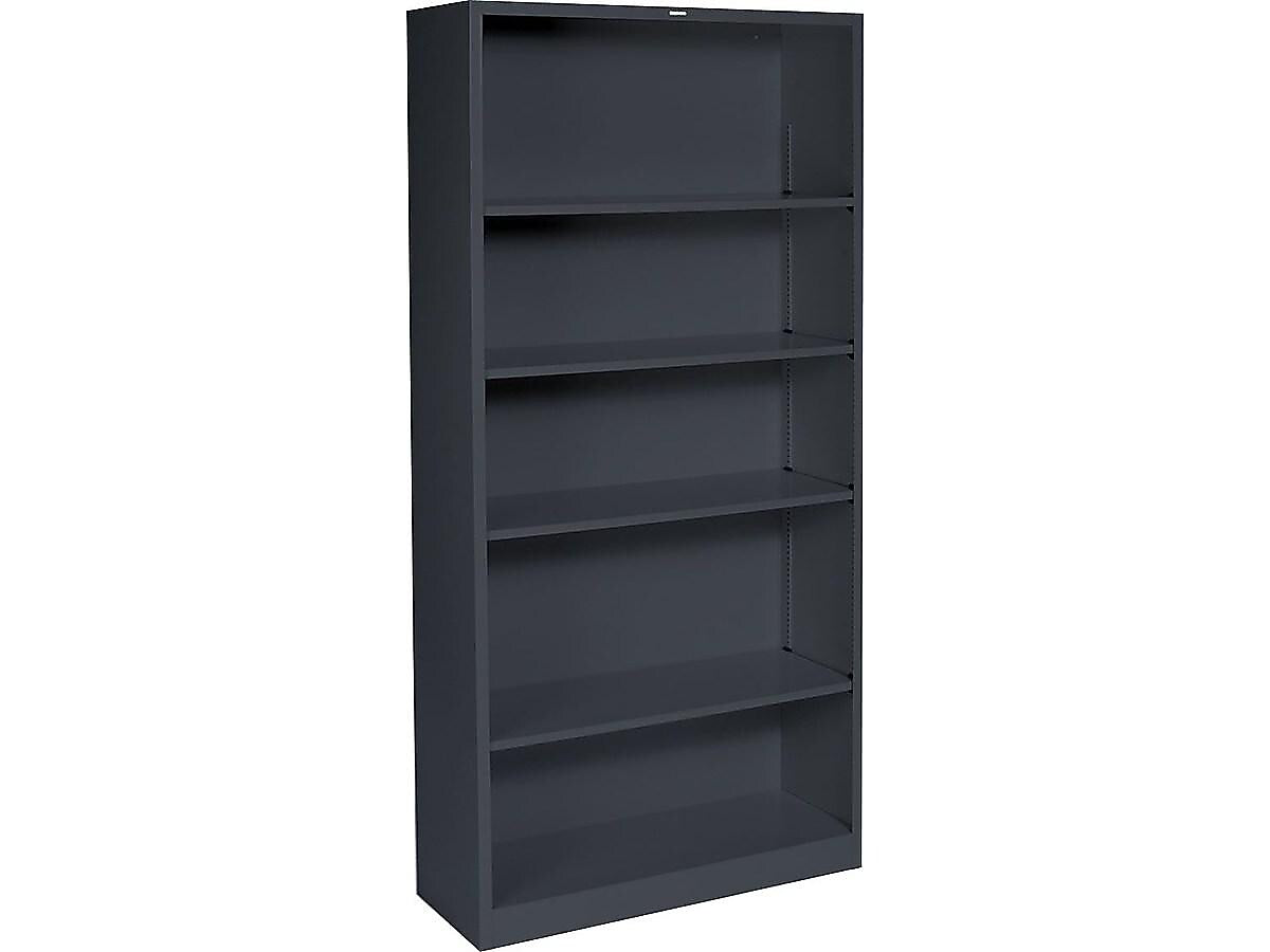HON Brigade 71"H 5-Shelf Bookcase, Charcoal Metal (HS72ABCS)