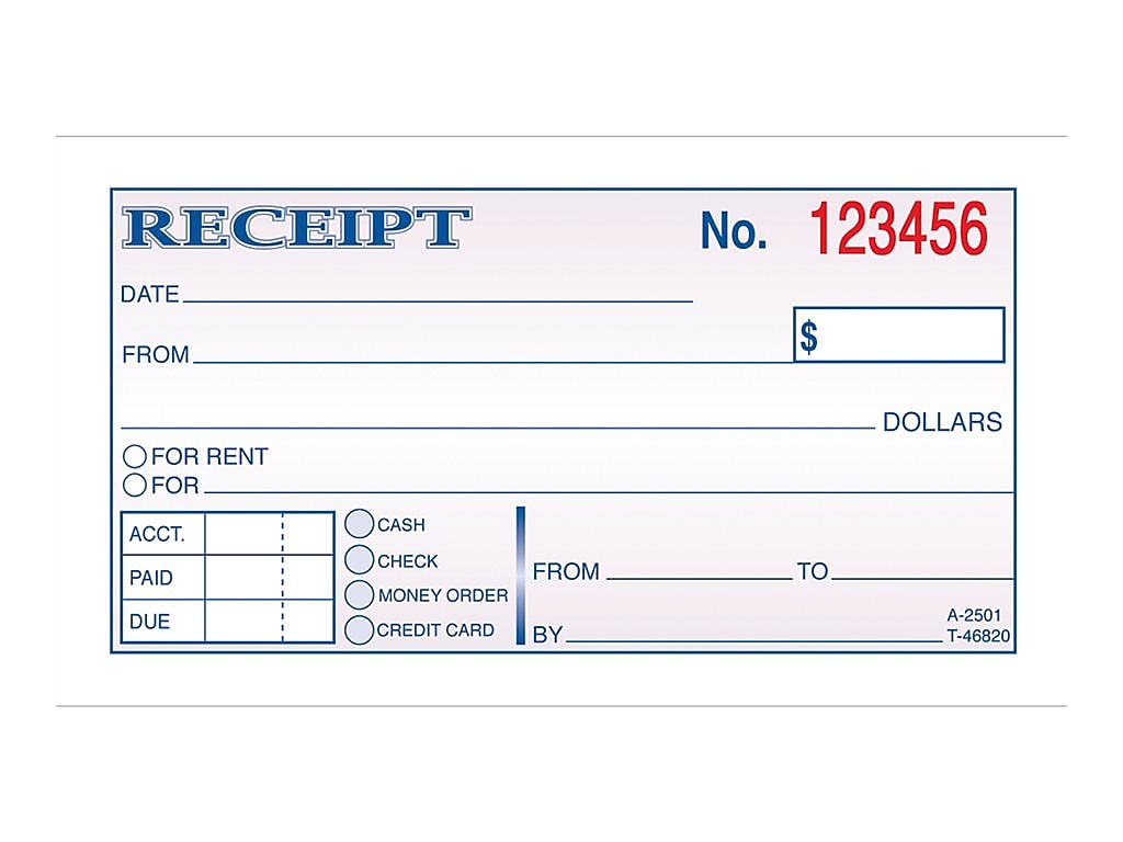 Adams Receipts Book, 2.75"L x 5.38"W, 50 Sheets/Book, 3/Pack (DC2501-3)