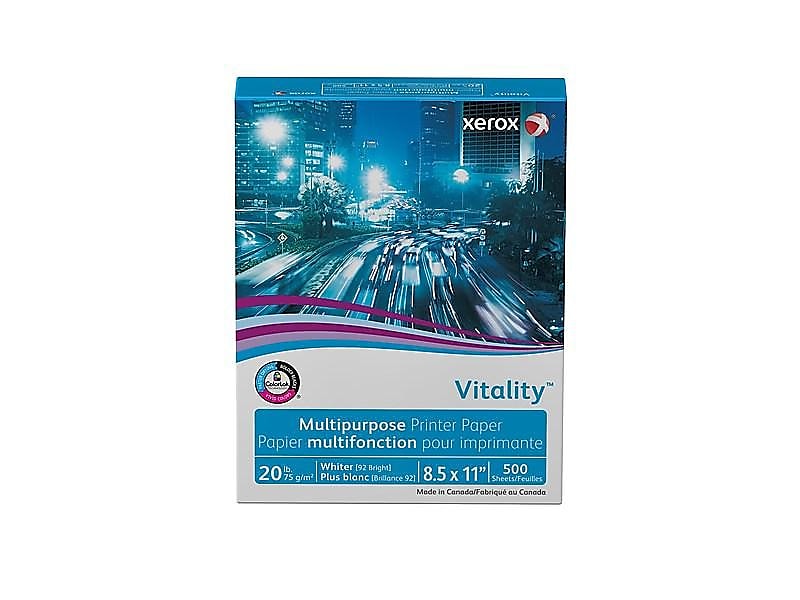 Xerox Vitality 8.5" x 11" Multipurpose Paper, 20 lbs., 92 Brightness, 500 Sheets/Ream (3R02047)