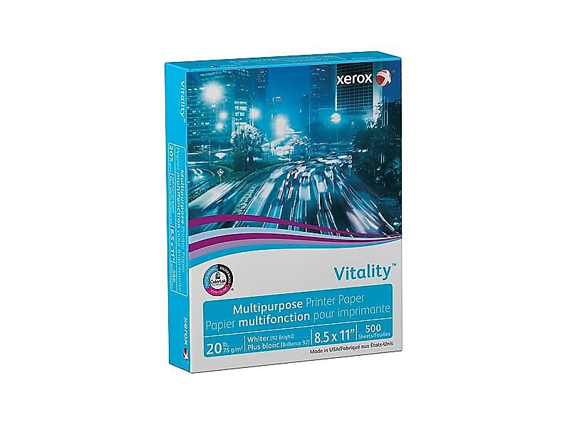 Xerox Vitality 8.5" x 11" Multipurpose Paper, 20 lbs., 92 Brightness, 500 Sheets/Ream (3R02047)