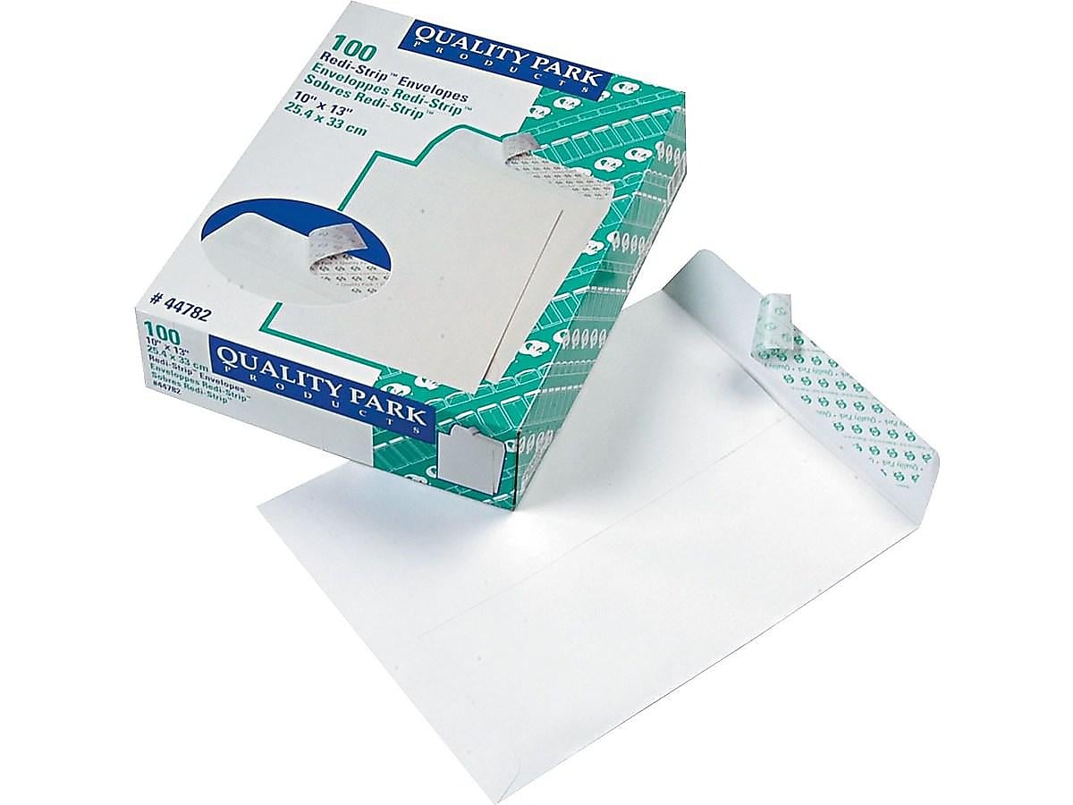 Quality Park Redi-Strip Catalog Envelopes, 10" x 13", White Wove, 100/Box (QUA44782)